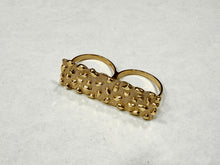 Load image into Gallery viewer, 10k Yellow Gold Nugget Style Double Finger Ring Sizes 6-13