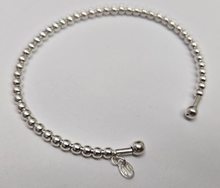 Load image into Gallery viewer, 925 Sterling Silver Wide Plain Beaded Flexible Cuff Bracelet Chain 3mm 7" Long