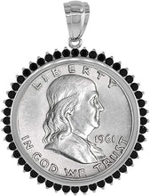 Load image into Gallery viewer, Sterling Silver Cubic Zirconia Half Dollar Bezel CZ Halo for 30mm 50 Cent Coin