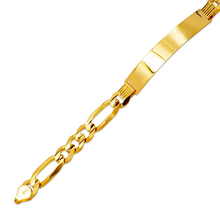 Load image into Gallery viewer, 14K Yellow Gold Figaro Concave ID Bracelet 7mm/8mm 8" 8.5" Engraving Available