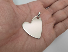 Load image into Gallery viewer, 925 Sterling Silver Flat High Polished Heart Pendant 1 1/2 Inch (38mm) Tall