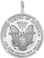 Load image into Gallery viewer, Sterling Silver Silver Eagle Bezel 41 mm Coins Prong Back 1 oz Coin Round Edge