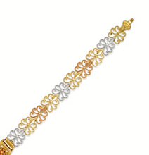 Load image into Gallery viewer, 14K Tri Color Gold 15 Anos Quinceanera Diamond Cut Faceted ID Bracelet 7mm/12mm