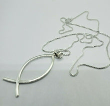 Load image into Gallery viewer, Sterling Silver Handmade Christian Fish Pendant Ichthys w/out 1mm Box Chain
