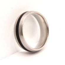 Load image into Gallery viewer, Stainless Steel Domed Plain Black Stripe Inlay Center Wedding Ring Band 6mm