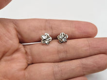 Load image into Gallery viewer, 14K White Gold High Polished Diamond Cut Flower Small Stud Earrings 7mm