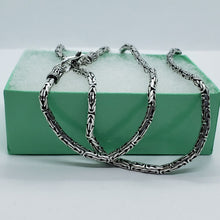 Load image into Gallery viewer, 2.5mm Sterling Silver Round BYZANTINE Chain Necklace Bracelet Antiqued Finish