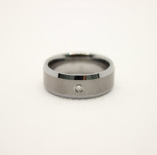 Load image into Gallery viewer, Tungsten Carbide Round Diamond Satin Finish Beveled Edge Wedding Band Ring 8mm