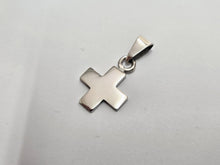 Load image into Gallery viewer, 925 Sterling Silver Flat Plain Greek Cross Pendant 7/8 Inch (22mm) Tall