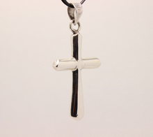 Load image into Gallery viewer, 925 Sterling Beveled Edge Semi-Cylinder Cross Pendant
