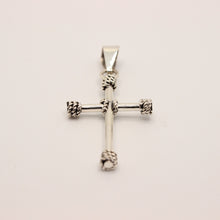 Load image into Gallery viewer, 925 Sterling Silver Plain Cylindrical Cross Pendant with Rope Textured Edges