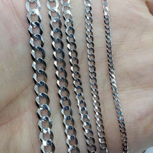 Load image into Gallery viewer, 14K White Gold Solid Cuban Curb Link Chain Necklace Bracelet 5mm~6mm 7"~30"
