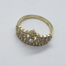 Load image into Gallery viewer, 10K Solid Yellow Gold CZ Crown Ring Royal Polished Band Women Girls High Quality