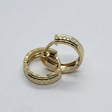 Load image into Gallery viewer, 14K Real Yellow White Gold Huggie Hoop Earrings Diamond Cut Round 11mm Men Women
