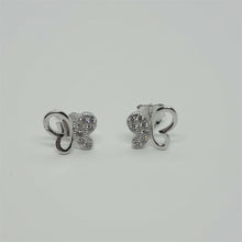 Load image into Gallery viewer, Sterling Silver Two Butterflies Earring with CZ