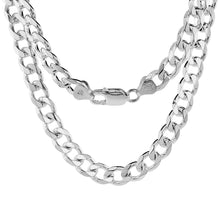 Load image into Gallery viewer, 925 Sterling Silver Beveled Edges Curb Cuban Link Chain Necklace 8mm 7" to 36"