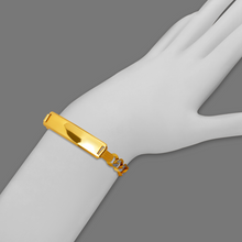 Load image into Gallery viewer, 14K Two Tone Gold 8mm ID Bracelet 7mm Figaro Chain 7"~8" Engraving Available