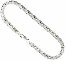 Load image into Gallery viewer, Sterling Silver Italian Heavy BOX Chain Bracelets 3mm Mirror Cut Square 7-8 inch