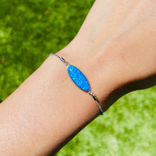 Load image into Gallery viewer, Sterling Silver Synthetic Opal Long Oval Bolo Bracelet for Women Sliding Clasp