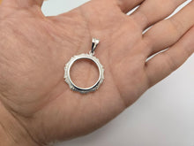 Load image into Gallery viewer, 925 Sterling Silver 5 Cent Nickel Coin Bezel Bamboo Shape Edge 21mm Prong Back