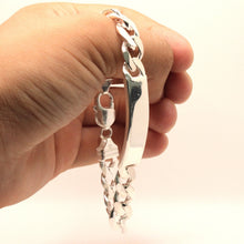 Load image into Gallery viewer, 925 Sterling Silver Personalized Custom Engraved Curb Link ID Bracelet 11mm Wide