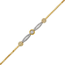Load image into Gallery viewer, 14K Two Tone Gold 6mm Center, 1mm Ladies Bracelet High Polished Fancy Chain