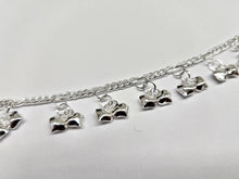 Load image into Gallery viewer, 925 Sterling Silver Figaro Link Anklet with Double Hearts, Fits 9" to 10" Ankles
