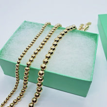 Load image into Gallery viewer, 14K Yellow Gold Hollow 3mm 4mm 5mm Bead Chain Bracelet 6.75" 7" with Extension