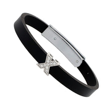 Load image into Gallery viewer, 925 Sterling Silver Alphabet Letter Block CZ Stone Flat Rubber Bracelets, 8mm