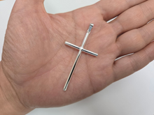Load image into Gallery viewer, 925 Sterling Silver Large Plain Tubular Cross Pendant 2 1/4 Inch Tall (56mm)