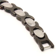 Load image into Gallery viewer, Tungsten Carbide Ceramic 2-Tone Black & Rhombus Facets Magnetic Therapy Bracelet