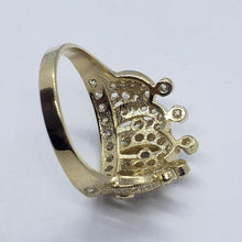 Load image into Gallery viewer, 14K Solid Yellow Gold CZ Crown Sweet 15 Ring Quinceanera Anos Birthday Band Girl