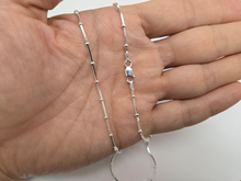 Load image into Gallery viewer, 925 Sterling Silver Beaded Square Snake Station Chain Necklace 2mm 7" to 20"