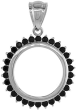 Load image into Gallery viewer, Sterling Silver Cubic Zirconia Penny Bezel CZ Halo 19mm 1 Cent Black White Color