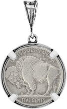 Load image into Gallery viewer, 925 Sterling Silver Nickel Bezel 22 mm 5 Cents Coins Prong Back Illusion Edge