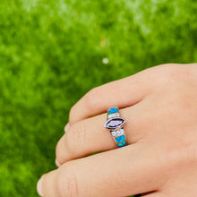 Load image into Gallery viewer, Sterling Silver Marquise Amethyst CZ Synthetic Opal Ring