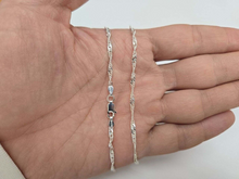 Load image into Gallery viewer, 925 Sterling Silver Twisted Bead and Snake Chain Bracelet 2mm 7 Inch Long