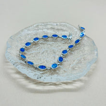 Load image into Gallery viewer, Sterling Silver Synthetic Opal Bracelet Oval Links 6mm Wide