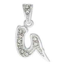 Load image into Gallery viewer, 925 Sterling Silver CZ Action Initial Letter Alphabet Pendant 3/4 Inch Wide