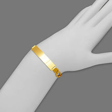 Load image into Gallery viewer, 14K Yellow Gold Figaro Concave ID Bracelet 7mm/6mm Wide 8" Engraving Available