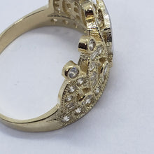 Load image into Gallery viewer, 14K Solid Yellow Gold CZ Crown Sweet 15 Ring Quinceanera Anos Birthday Band Girl