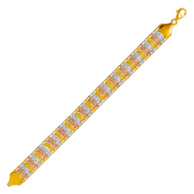 Load image into Gallery viewer, 14K Tricolor Gold Bohemian Style Gypsy Boho Hand Chain Bracelet 11mm Wide 7"~8"