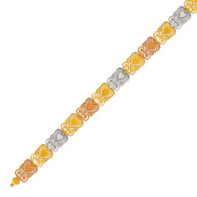 Load image into Gallery viewer, 14K Tri Color Gold Faceted Diamond Cut Bracelet 9 mm 7" Chain Brazalete tricolor