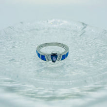 Load image into Gallery viewer, Sterling Silver Blue Synthetic Opal Teardrop Ring