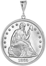 Load image into Gallery viewer, Sterling Silver Dollar Bezel 38 mm Coins Prong Back Round Edge Mexican Olympic