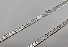 Load image into Gallery viewer, 925 Sterling Silver Beveled Flat Curb Cuban Link Chain Necklace 4.5mm 7" to 30"