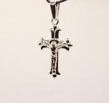 Load image into Gallery viewer, 925 Sterling Silver Dainty Fleuree Crucifix Cross Pendant