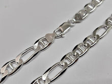 Load image into Gallery viewer, 925 Sterling Silver Beveled Edge Figarucci Link Chain Necklace 8mm 7" to 30"