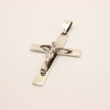 Load image into Gallery viewer, Sterling Silver Plain Simple Flat Cross Pendant Christian Jesus Crucifix 49mm