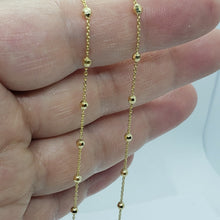 Load image into Gallery viewer, 14K Solid Yellow Gold Station Ball Bead Rolo Bracelet Anklet 2mm 4mm 7" 10"